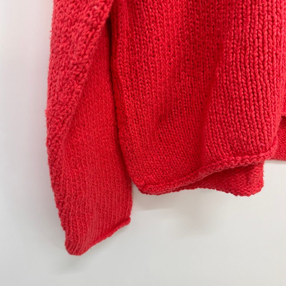EILEEN FISHER V Neck Peruvian Cotton Crimp V-Neck Dark Coral Sweater // S - Picture 7 of 10